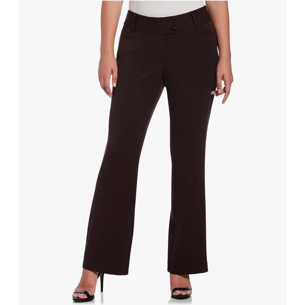 Rafaella Women's Curvy Fit Gabardine Bootcut Dress Pants in Vintage Wine Size 14